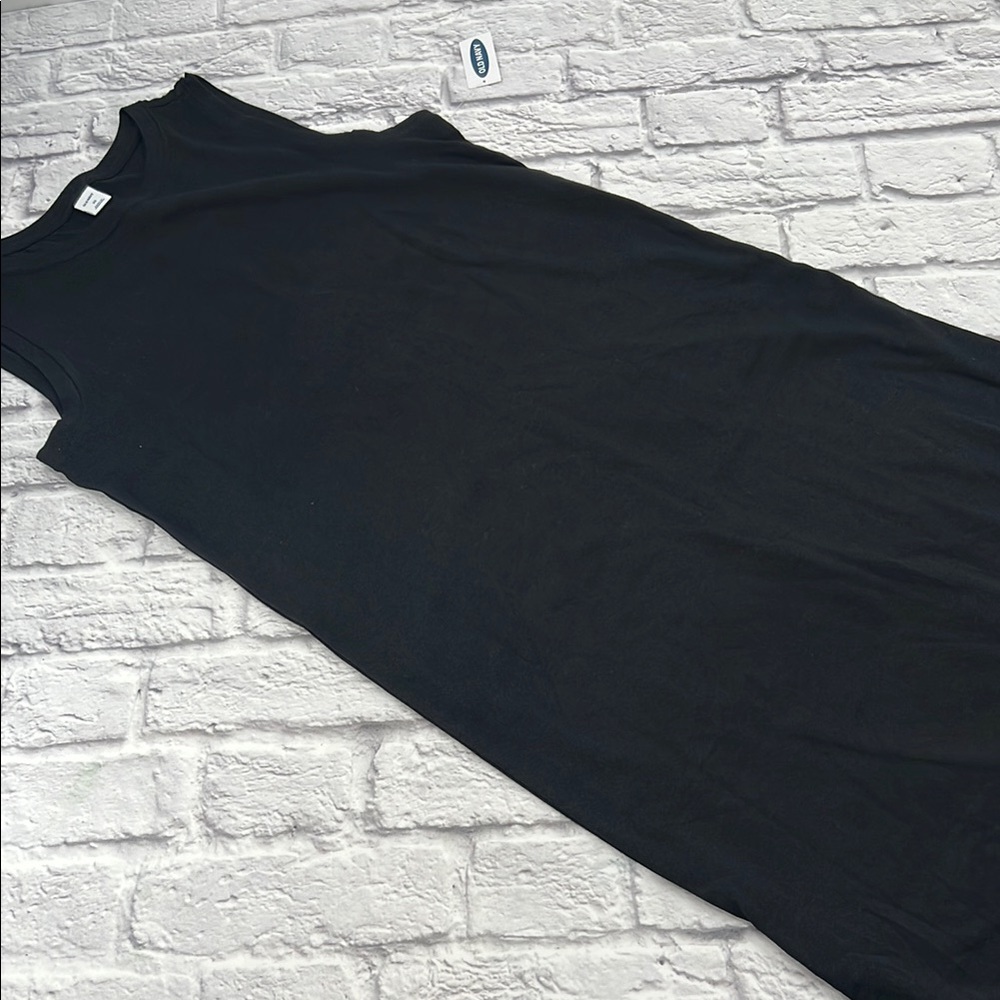 Womans NWT Old Navy XS Black Sheath Midi Dress Crew Neck Sleeveless Tank